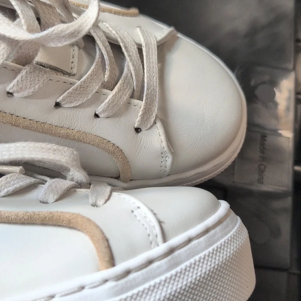 Able White Sneakers with Tan Suede Accent - Picture 7 of 12